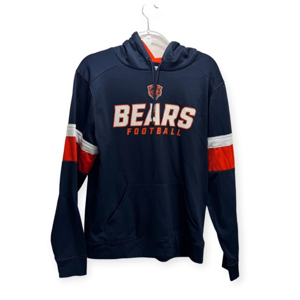 VTG Chicago Bears Football Hoodie Navy Blue Orange Blocked Colorway Gorpcore L
